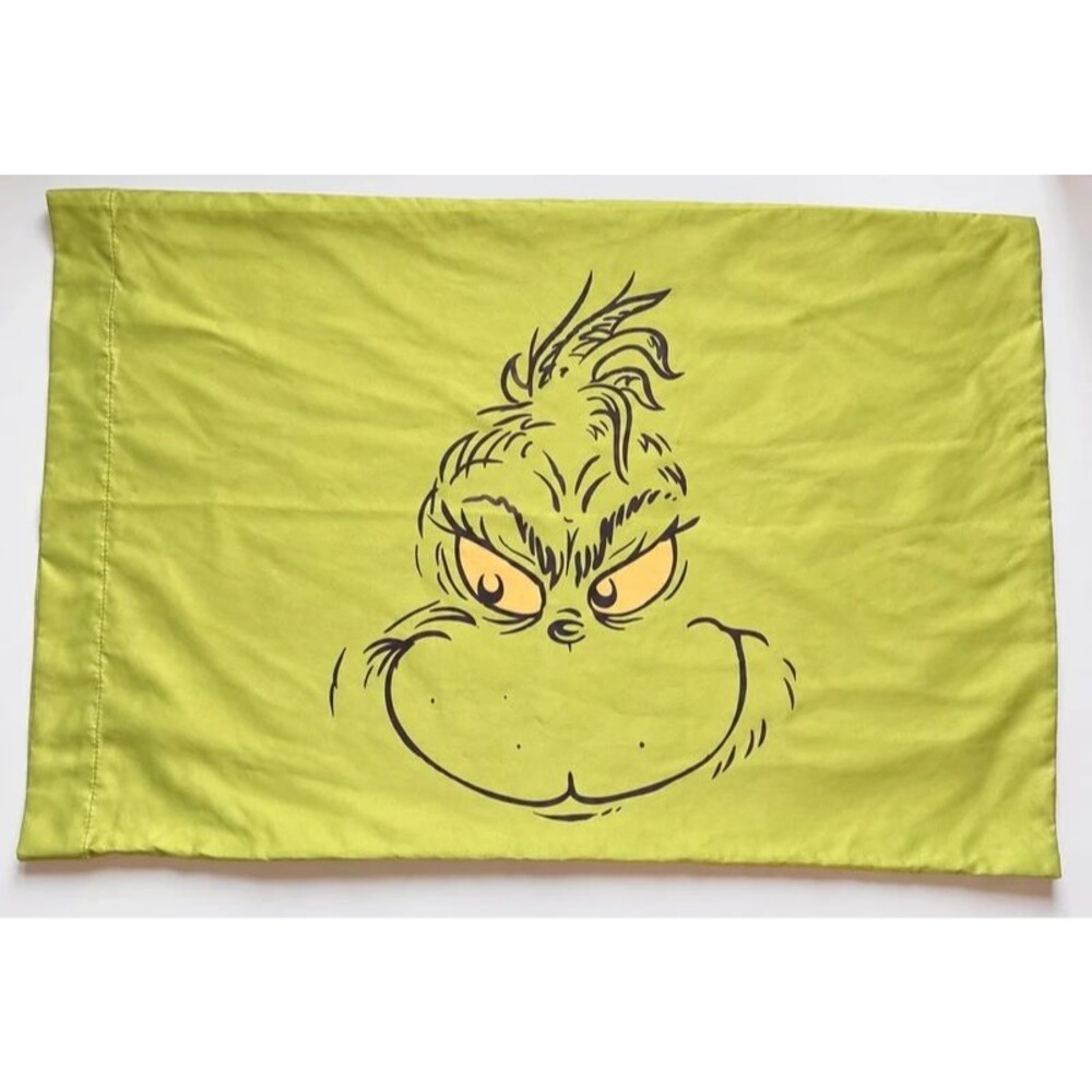 The Grinch Dr. Seuss Reversible Satin Pillowcase Green 20x30 Franco NWOT